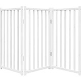 vidaXL Vrata za pse zložljiva 3 paneli bela 150 cm trden les jelke | Shoptok.si