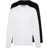 Trendyol Black and White Men's 2-Pack 100% Cotton Long Sleeve Regular/Regular Cut Basic T-Shirt.