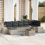 vidaXL Set Vrtnih Sofa Set od 8 Svjetlosiva Ratan, Poliester Cijene