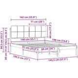  Krevetni okvir s tapiciranim uzglavljem Sivo-smeđa 140 x 190 cm | shoptok.hr