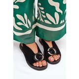 Boto Elegant Women's Sandals with Gold Decoration on Flat Heel Black S.Barski KV27-053 | shoptok.hr