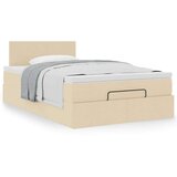 vidaXL Otomanski posteljni okvir z vzmetnico krem 120x190 cm blago, (21609023) | Shoptok.si