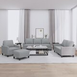  4-dijelni set sofa s jastucima svjetlosivi od tkanine Siva u