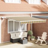 vidaXL Ručno Uvlačiva Tenda s LED Zelena i žuta 300x250 cm | shoptok.hr