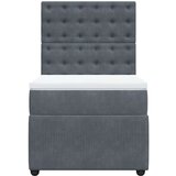 vidaXL Box spring postelja z vzmetnico temno siv 90x190 cm žamet | Shoptok.si