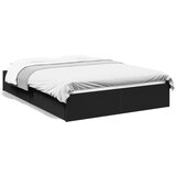 Furnova Posteljni okvir s predali črn 140x190 cm inženirski les, (21941955) | Shoptok.si