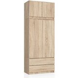 AKORD Garderobna Omara Z Nadgradnjo, 2 Vrata In 2 Predala, Hrast Sonoma, (5000331731) | Shoptok.si