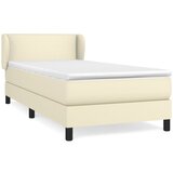 vidaXL Box spring postelja z vzmetnico krem 100x200 cm umetno usnje, (20726387) | Shoptok.si