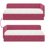 vidaXL Kutni okvir kreveta s madracem Vinska crvena 90 x 190 cm Baršun | shoptok.hr