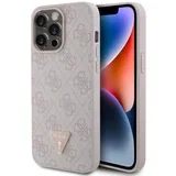 Gues maska za iPhone 15 pro max leather 4G triangle strass pink ( GUHCP15XP4TDPP )