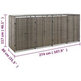  Spremište za 4 kante za smeće sivo 274 x 80 x 117 cm poliratan | shoptok.hr
