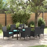  Set stola i stolica s jastukom 7 pcs Crna PE ratan | shoptok.hr