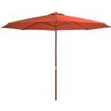 vidaXL Zunanji senčnik z lesenim drogom 350 cm terakota Cene