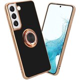Cadorabo Samsung v sijajnem črni barvi - Zlato z obročem silikonski/TPU ovitek z zaščito pred kamero in držalom za magnetni avtomobil, (20593696) | Shoptok.si