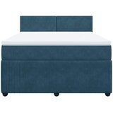 Krevet box spring s madracem plavi 160 x 200 cm baršunasti | shoptok.hr