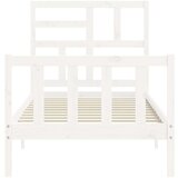  Posteljni okvir z vzglavjem bel 100x200 cm trden les, (20735695) | Shoptok.si