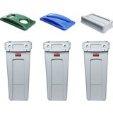 Rubbermaid Postaja za ločevanje odpadkov, 3-delni komplet SLIM JIM®, prostornina 3 x 60 l, odprtina za pločevinke/odprtina za papir/nihajni pokrov | Shoptok.si