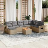 Maison Chic Seti vrtnega pohištva - Vrtna garnitura 9-delna z blazinami bež poli ratan, (21796525) | Shoptok.si