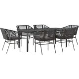  Vrtna garnitura - 6-dijelni vrtni blagovaonski set s jastucima crno Crna 200 x 100 x 74 cm 6 | shoptok.hr