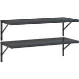 vidaXL Stenske police 2 kosa 100x40 cm črna nerjaveče jeklo | Shoptok.si