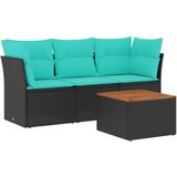  4-dijelni set vrtnih sofa od poliratana s jastucima crni | shoptok.hr