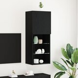 vidaXL TV kabinet Črn hrast Inženirski les Srednji Zabavni center | Shoptok.si
