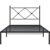  Metalni okvir za krevet s uzglavljem crni 107x203 cm | shoptok.hr