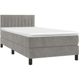  Krevet box spring s madracem LED svjetlosivi 90x190 cm baršun | shoptok.hr