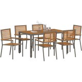  Vrtni set za objed 7 pcs Siva i smeđa poliratan | shoptok.hr