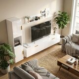  Plutajući TV stalak s vratima na šarke zabavni centar zidna polica ormarić 180 cm visokosjajna bijela | shoptok.hr