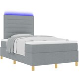 vidaXL Krevet s box springom s madracem i LED svjetlom svjetlosiva 120x200 cm tkanina | shoptok.hr