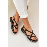 Zazoo Leather Flat Sandals With Intertwined Straps