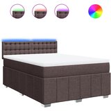 vidaXL Box spring postelja z vzmetnico temno rjav 140x190 cm blago, (21308187) | Shoptok.si