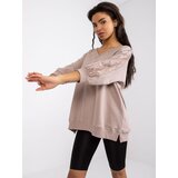 RUE PARIS Blouse-RV-BZ-7557.01-dark beige | Shoptok.si