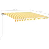 vidaXL tenda na ručno uvlačenje sa stupovima 4 x 3,5 m žuto-bijela | shoptok.hr