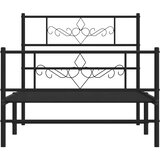  Metalni okvir kreveta uzglavlje i podnožje crni 100x190 cm | shoptok.hr