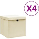 vidaXL Škatle s pokrovi 4 kosi 28x28x28 cm krem Cene