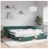 vidaXL Dnevni krevet na razvlačenje tamnozeleni 90 x 200 cm baršunasti | shoptok.hr