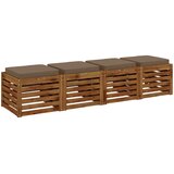  Jastučići za sjedalo od 4 dijela VUGHT 4 kom. 100% poliester Smeđesiva | shoptok.hr