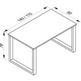 MID.YOU Jedilna Miza Xona, Antracit, Črna, 140x80cm | Shoptok.si
