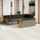 vidaXL 14-dijelni set vrtnih sofa od poliratana s jastucima sivi | shoptok.hr