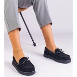 Gemre Black women's eco-suede loafers with a bow Sarina | Shoptok.si