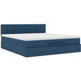 vidaXL Otomanski posteljni okvir z vzmetnico moder 180x200 cm blago, (21653227) | Shoptok.si