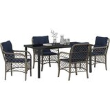  Vrtni set za objed s jastukom 5 pcs Siva i crna Ratan | shoptok.hr