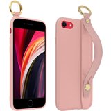 AVIZAR Mehak silikonski ovitek za iPhone SE 2022, 2020 in iPhone 8, 7 z rocajem in držalom za video - roza, (20720003) | Shoptok.si