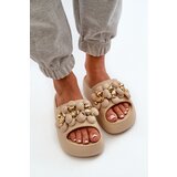 Boto Women's Foam Slides With Decorations On Thick Sole Dark Beige Bremavia | Shoptok.si