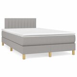 vidaXL Box spring postelja z vzmetnico LED sv. siva 120x190 cm blago Cene
