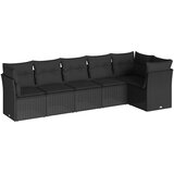  6-dijelni set vrtnih sofa s jastucima crni od poliratana | shoptok.hr