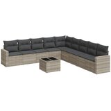  10-dijelni set vrtnih sofa poliratan s jastucima svijetlosivi Siva | Shoptok.si