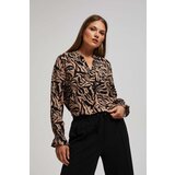 Marisse Patterned V-Neck Shirt In Dark Beige Cene